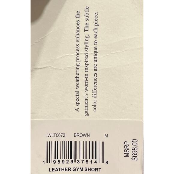 9-47 FRAME Men's Gym Shorts 100% Lamb Leather Brown Medium - Picture 10 of 10